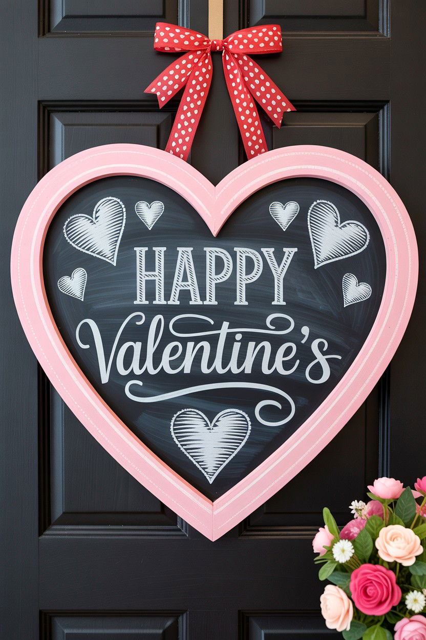 Chalkboard Valentine Door Decor - 25 Valentine's Day Door Sign Ideas