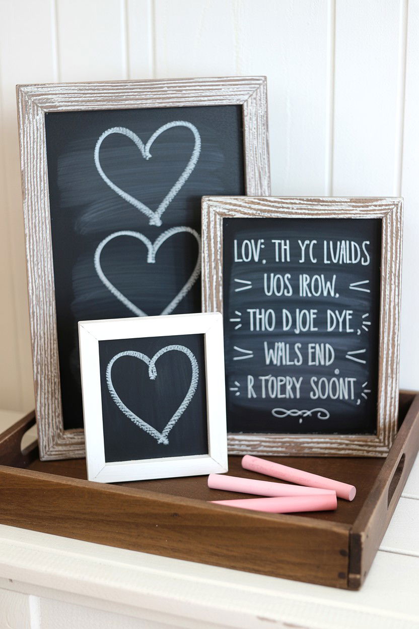 Chalkboard Valentine Signs - 25 Rustic Valentine's Day Tiered Tray Ideas