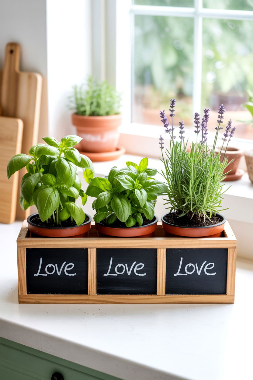 Chalkboard label herb planter - 25 Valentine's Day Planter Ideas