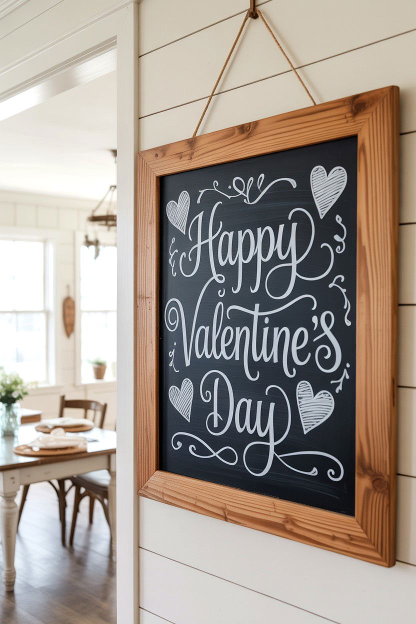 Chalkboard valentine sign - 25 Farmhouse Valentine's Day Sign Ideas
