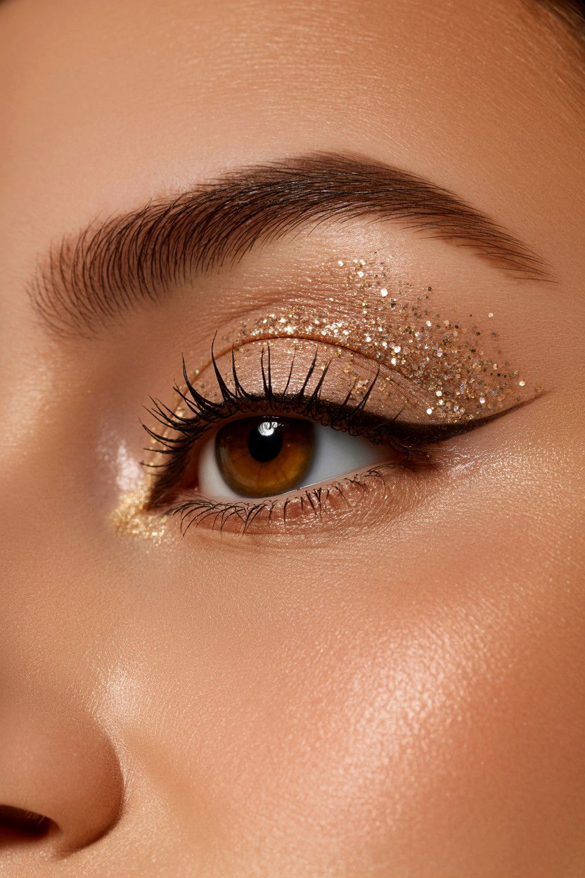 Champagne Glitter Lid - 25 Valentine's Day Makeup for Brown Eyes