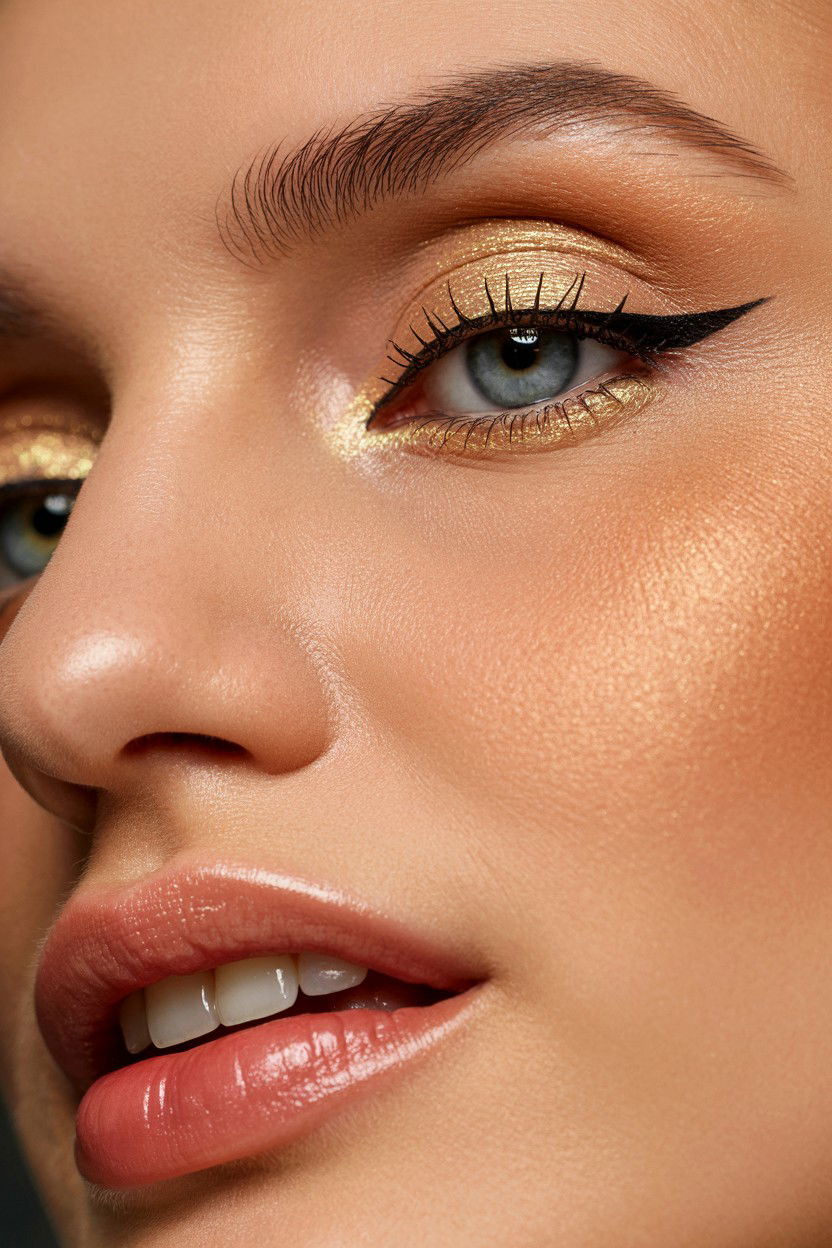 Champagne Shimmer Eye Makeup - 25 Valentine's Day Makeup Tutorials