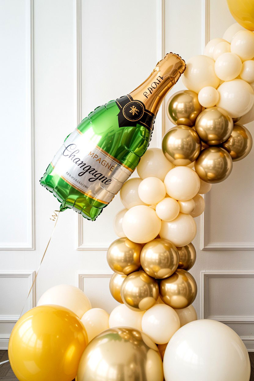 Champagne balloon arch - 25 Valentine's Day Balloon Arch Ideas