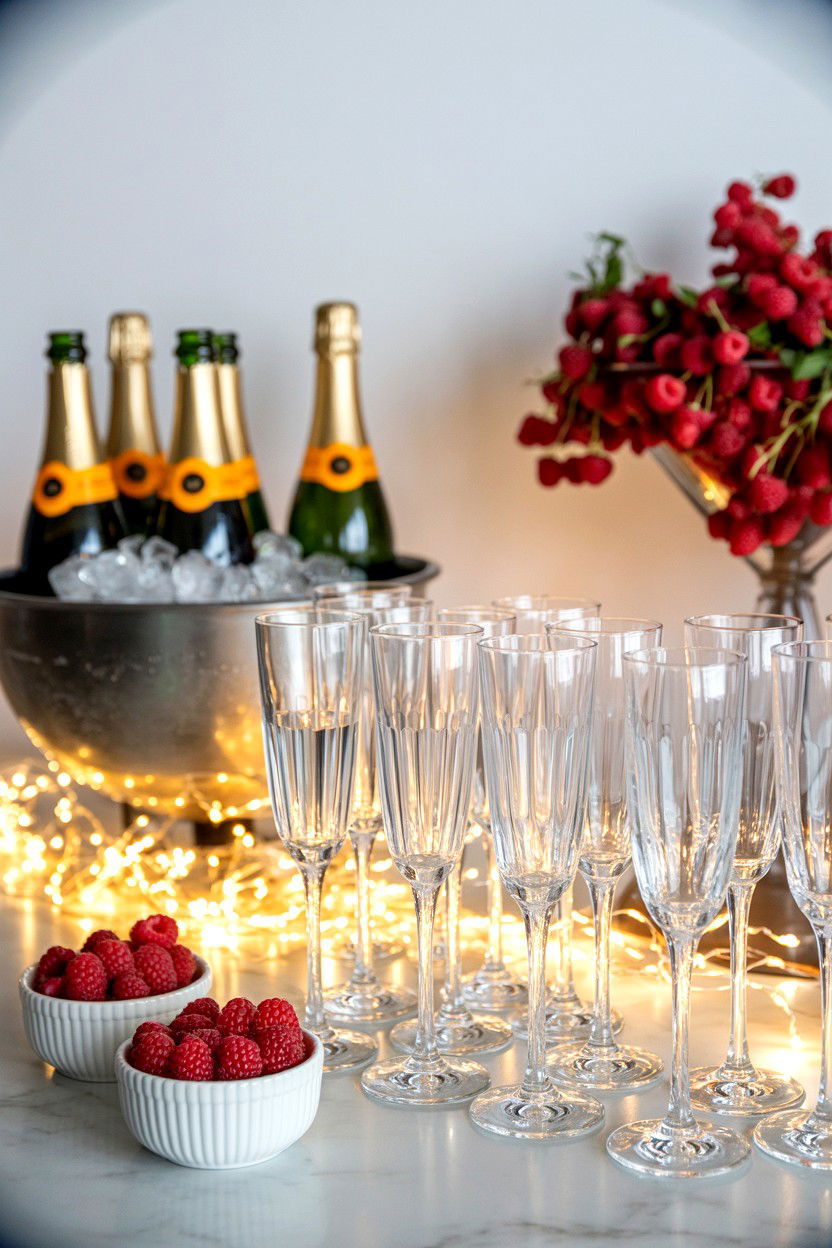 Champagne bar setup - 25 Valentine's Day Table Decor Ideas