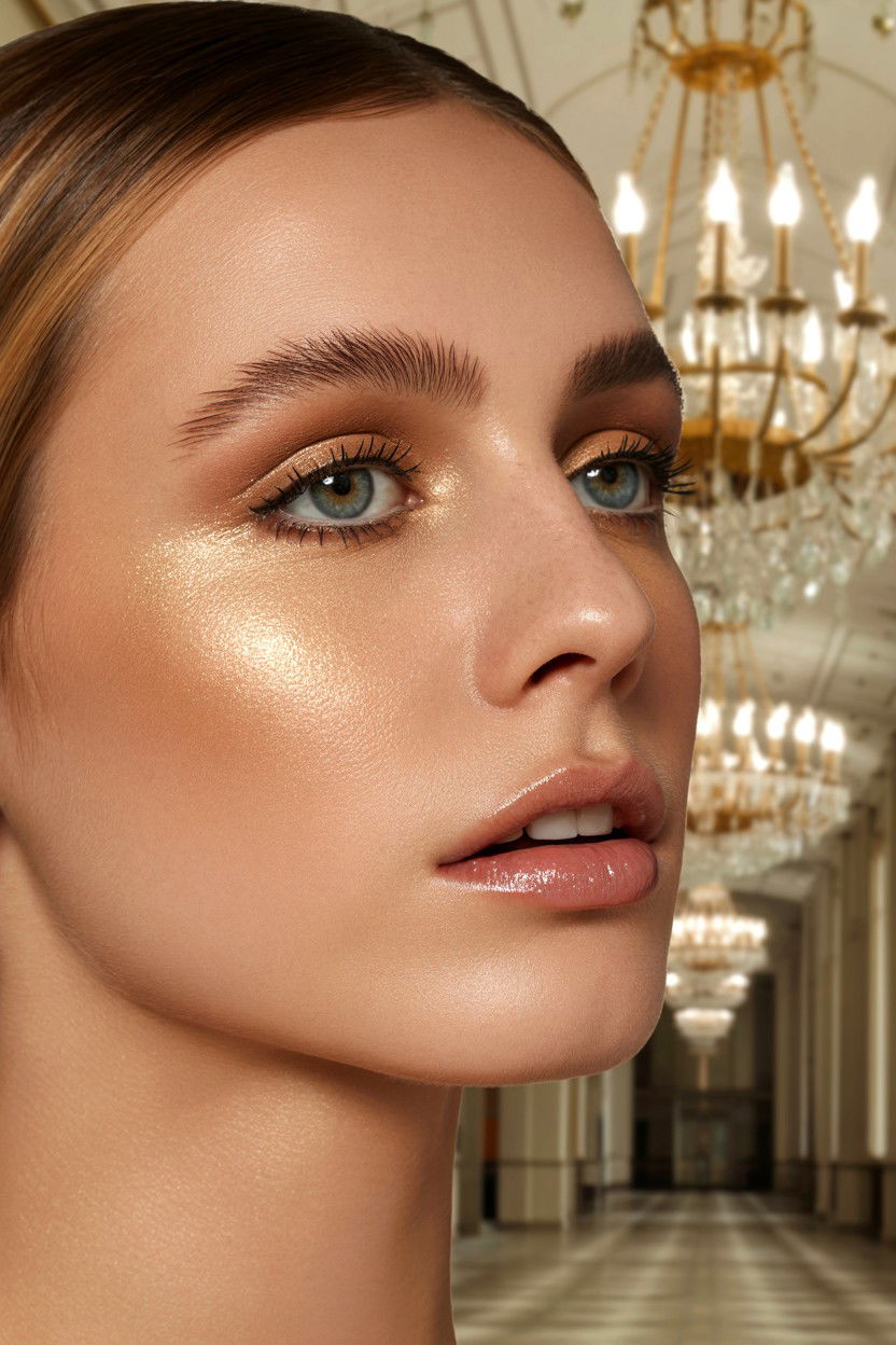 Champagne highlight makeup - 25 Dewy Valentine's Day Makeup Looks