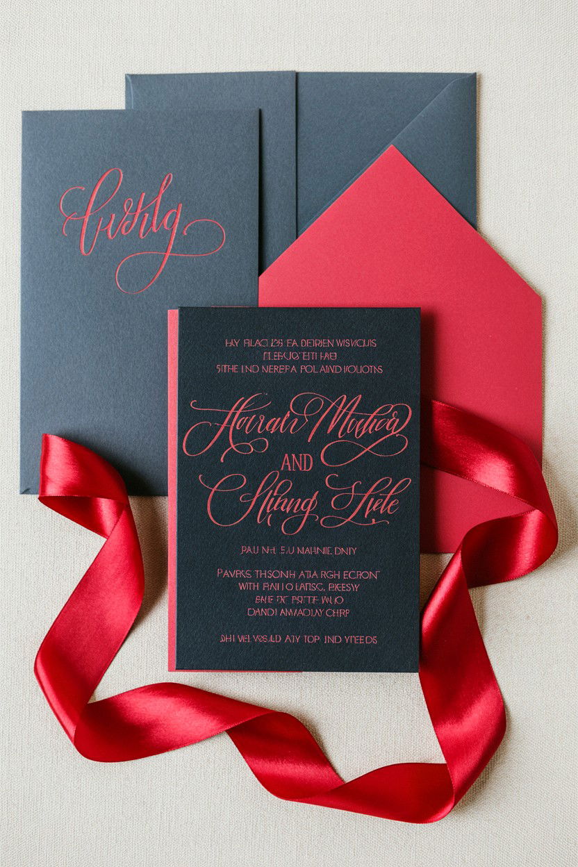 Charcoal Grey and Red Wedding - 25 Valentine's Day Wedding Color Ideas