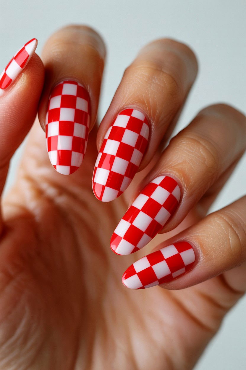 Checkered Heart Stickers - 25 Valentine's Day Nail Sticker Ideas
