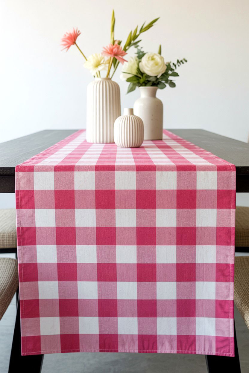 Checkered Table Runner - 25 Modern Valentine's Day Table Ideas