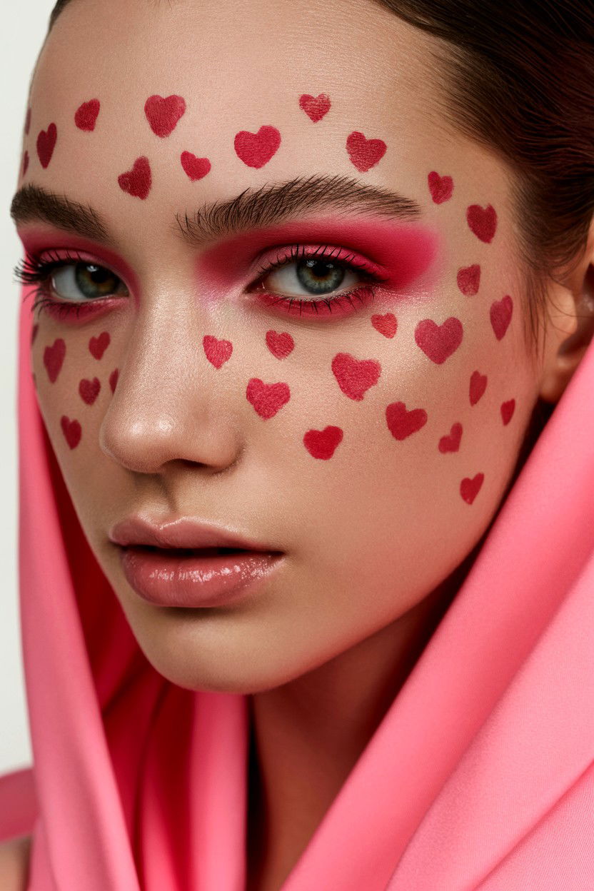 Cheekbone heart freckles - 25 Valentine's Day Freckle Makeup Ideas