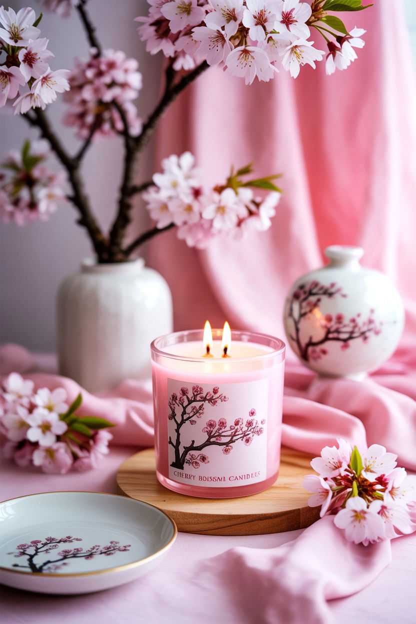 Cherry Blossom Botanical Candle - 25 Valentine's Day Scented Candle Ideas