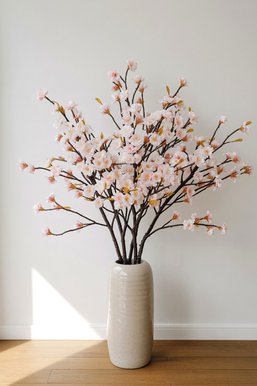 Cherry Blossom Branch Arrangement - 25 Valentine's Day Fake Flower Ideas