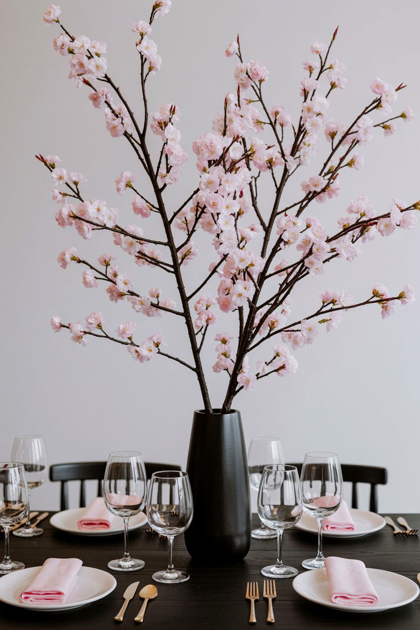 Cherry Blossom Branch - 25 Valentine's Day Table Centerpiece Ideas