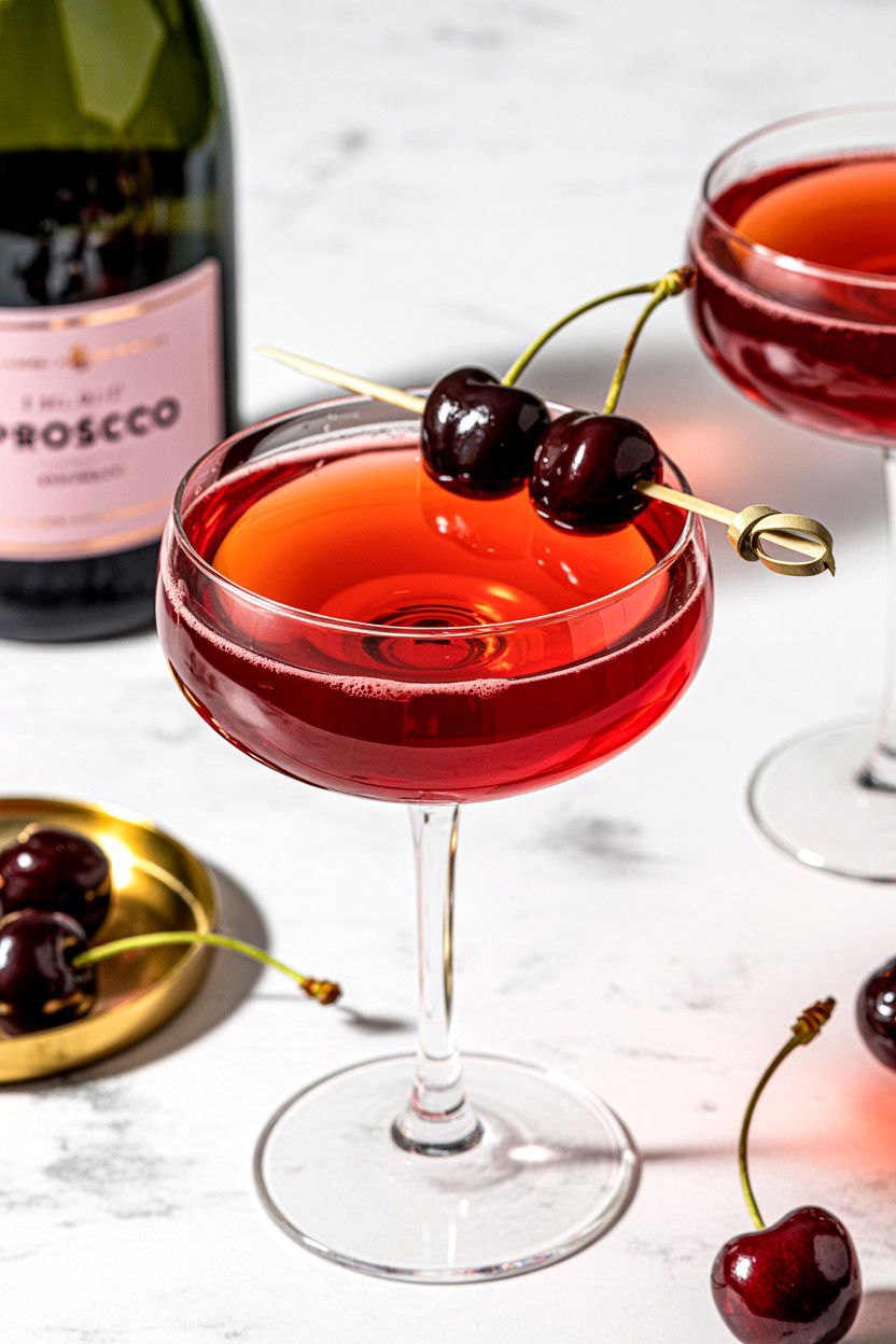 Cherry Prosecco Cocktail - 25 Valentine's Day Prosecco Cocktails