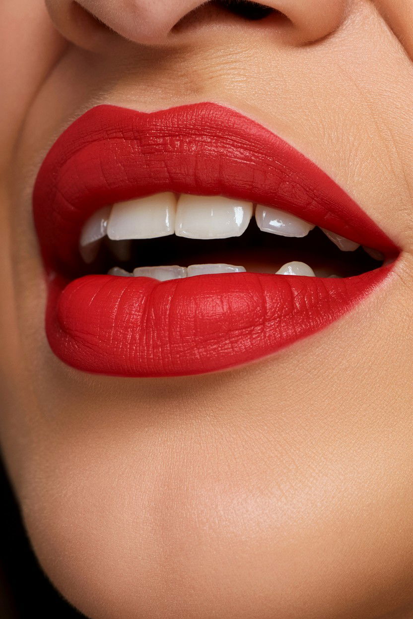 Cherry Red Matte Lips - 25 Matte Valentine's Day Makeup Ideas