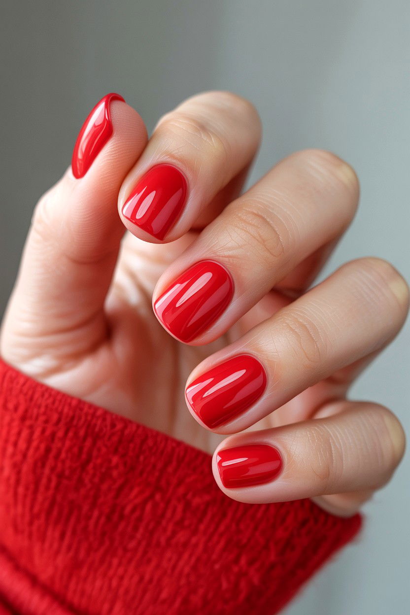 Cherry Red Nails - 25 Red Valentine's Day Nail Ideas