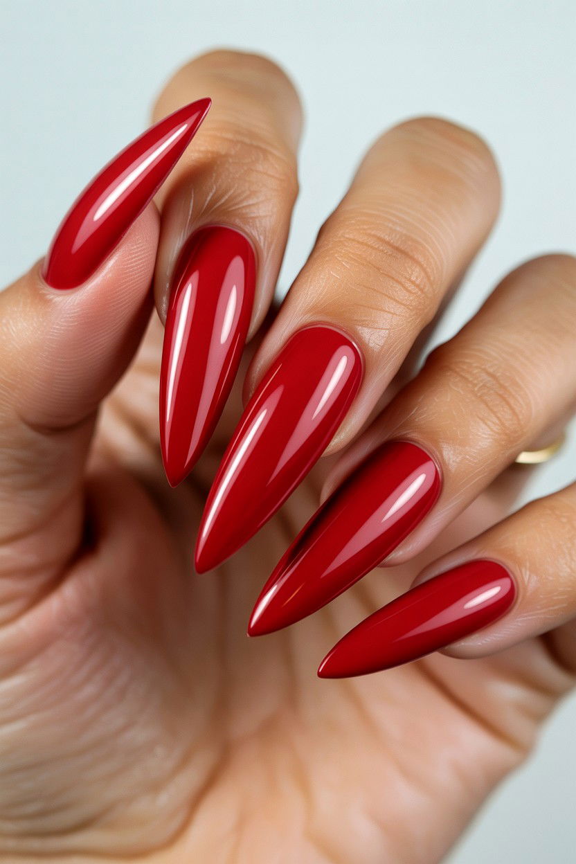 Cherry Red Polish - 25 Long Valentine's Day Nail Designs