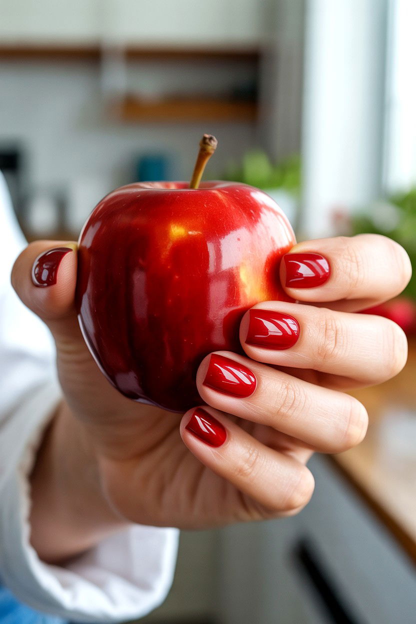 Cherry Red Square Nails - 25 Valentine's Day Square Nail Ideas