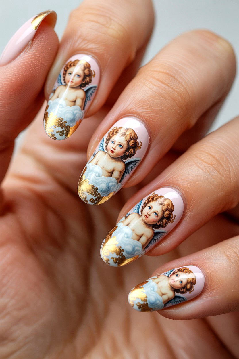 Cherub Nail Stickers - 25 Valentine's Day Nail Sticker Ideas