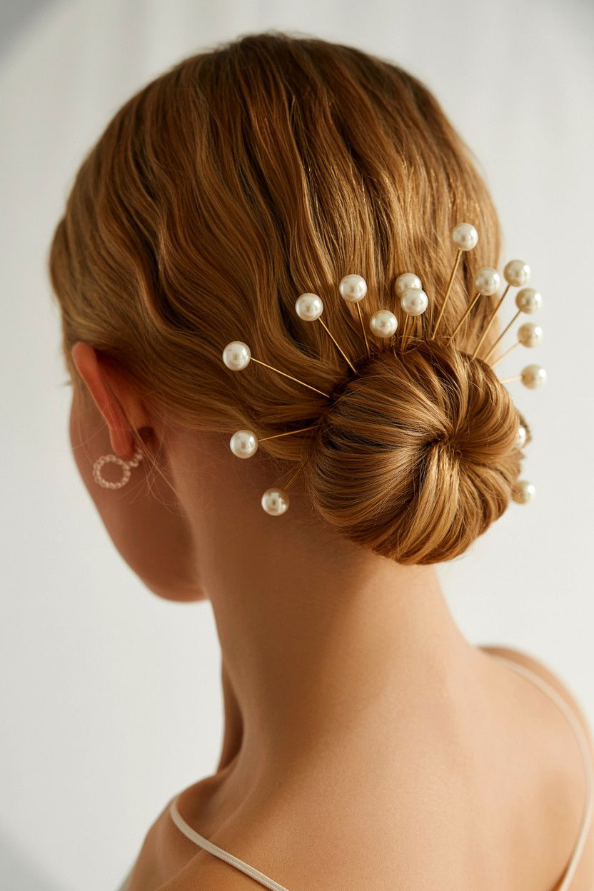 Chignon With Pearls - 25 Valentine's Day Vintage Hair Ideas