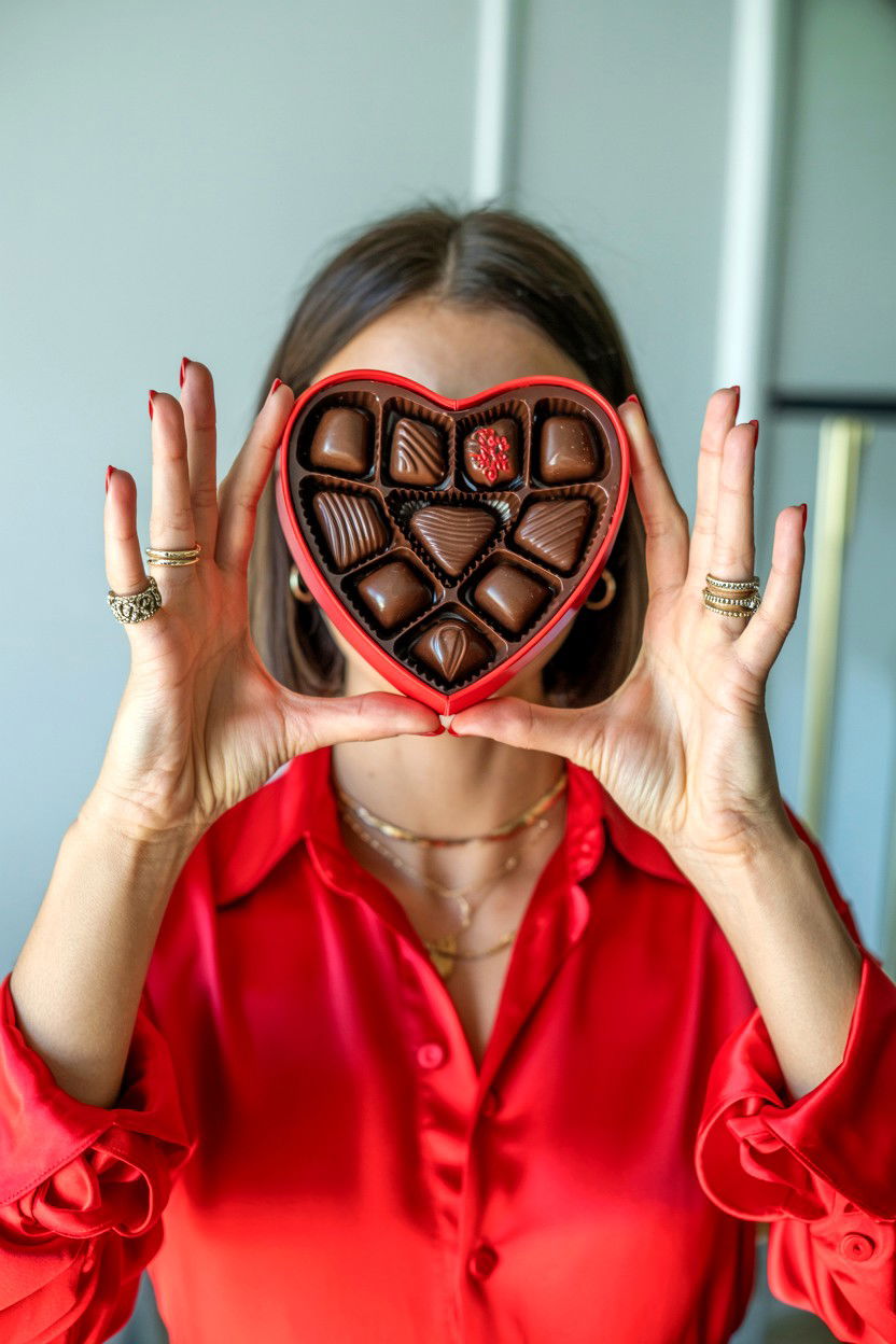 Chocolate Box Mirror Selfie - 25 Valentine's Day Mirror Selfie Ideas