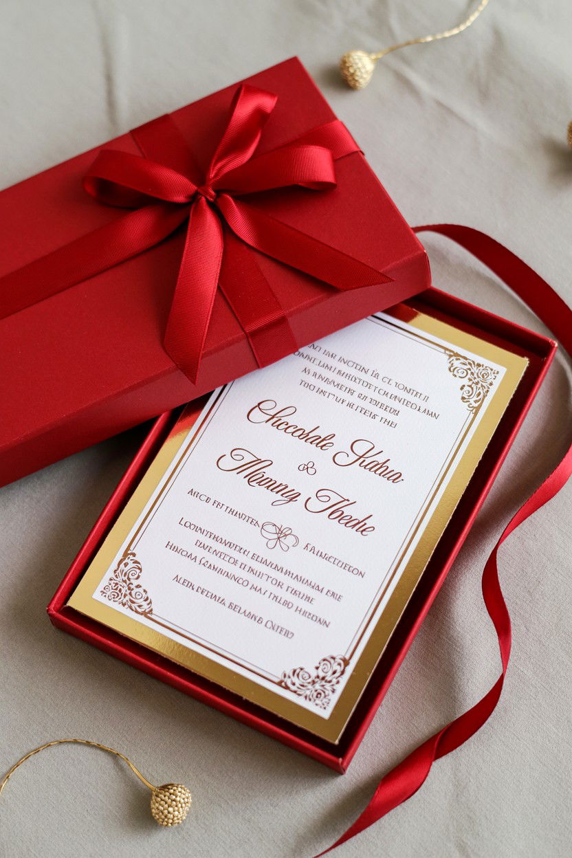 Chocolate Box Wedding Invite - 25 Valentine's Day Wedding Invitation Ideas
