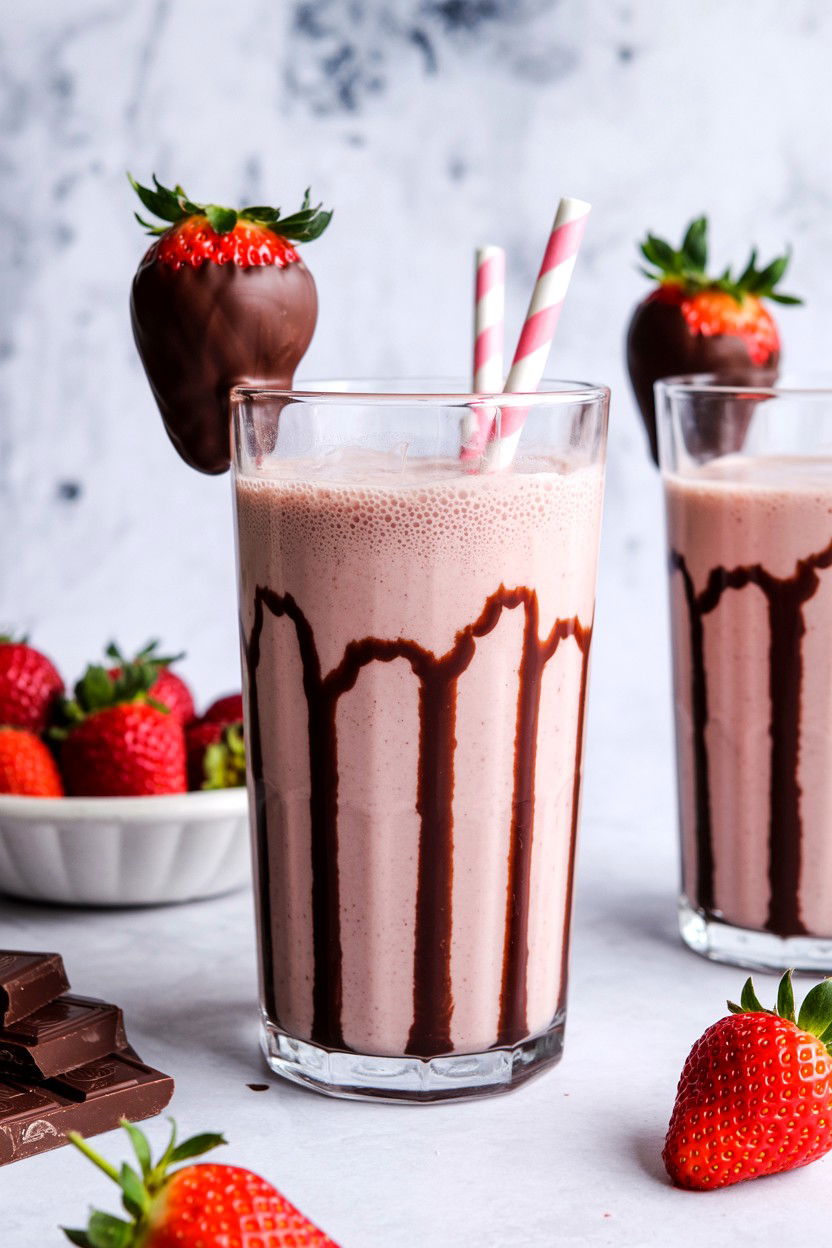 Chocolate Covered Strawberry Milkshake - 25 Valentine's Day Milkshake Ideas