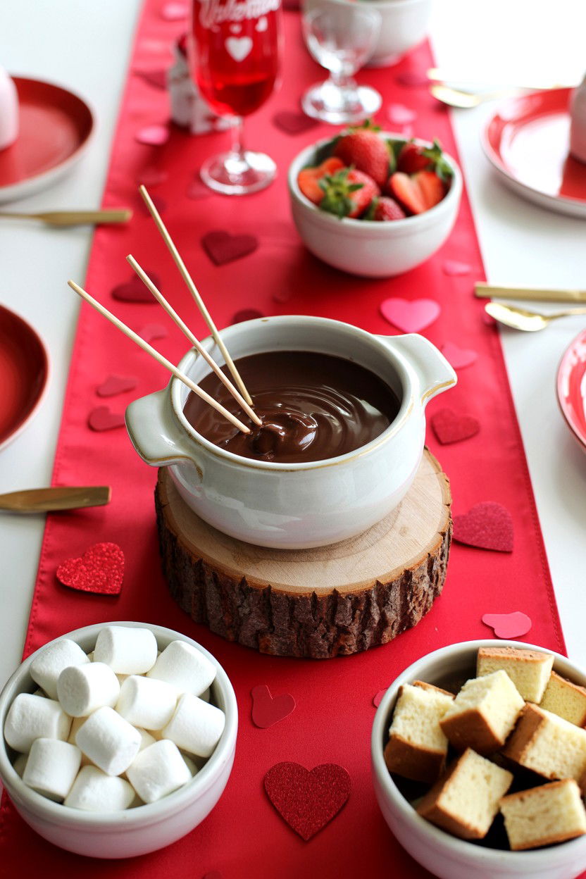 Chocolate Fondue Station - 25 Budget Valentine's Day Surprise Ideas