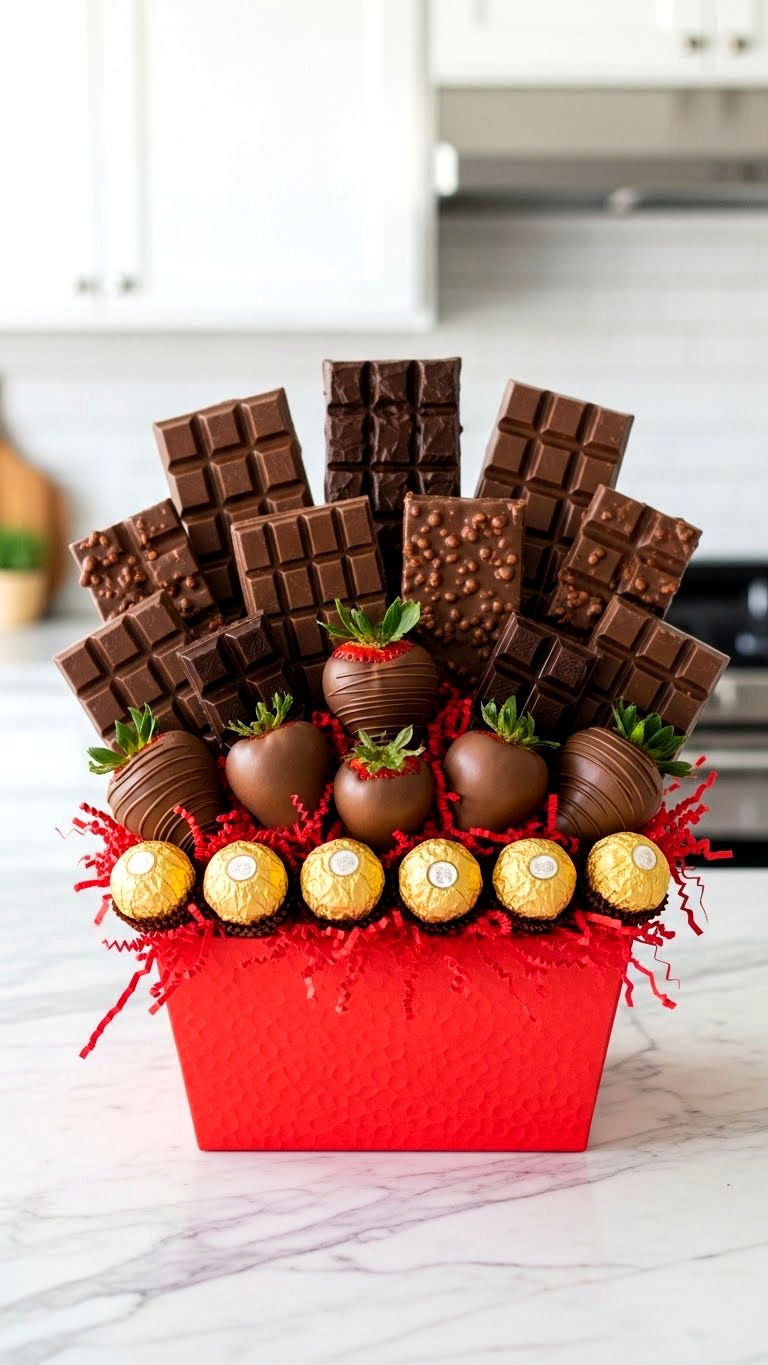 Chocolate gift basket - 25 valentine's day gift basket ideas
