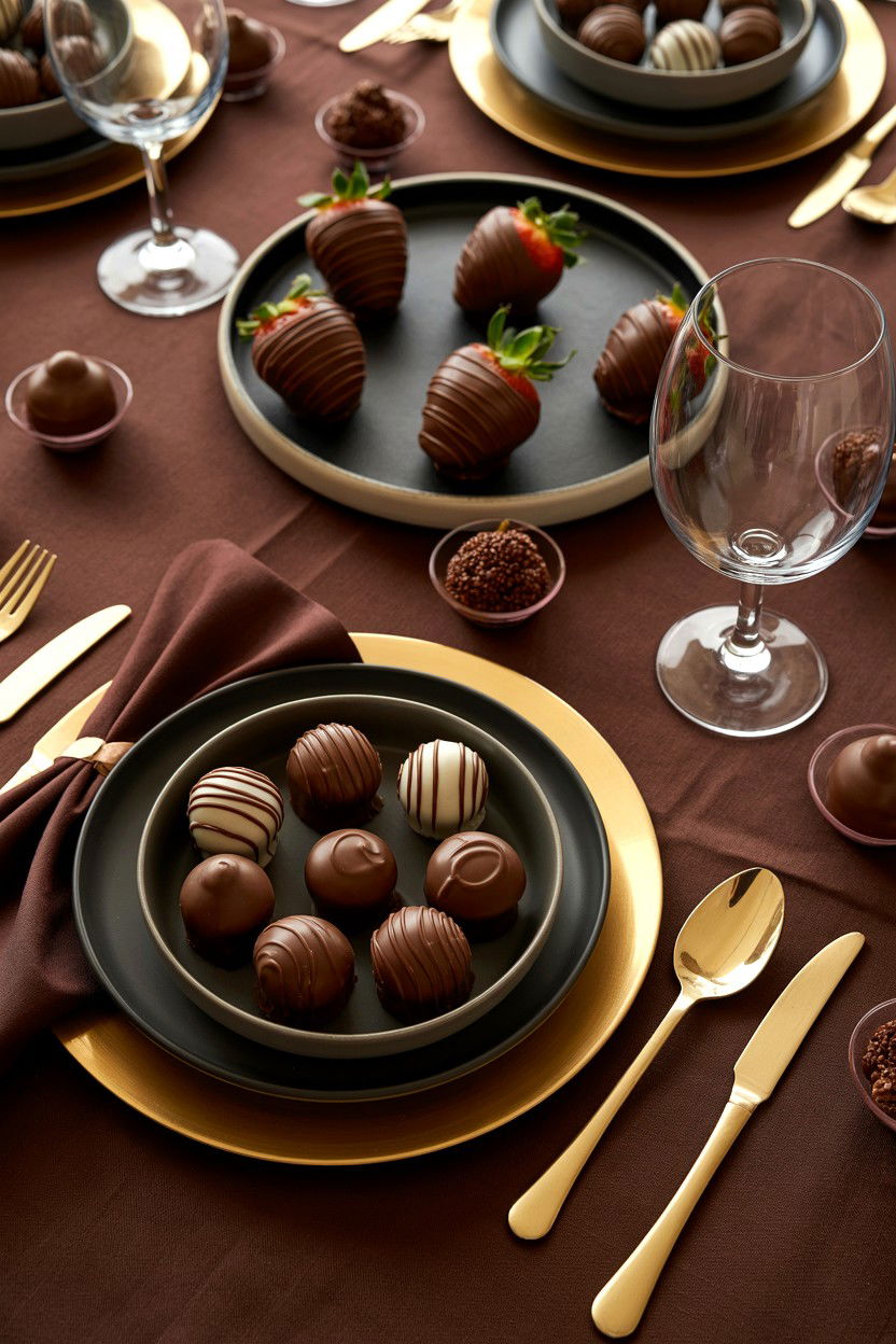Chocolate theme table setting - 25 Valentine's Day Table Setting Ideas