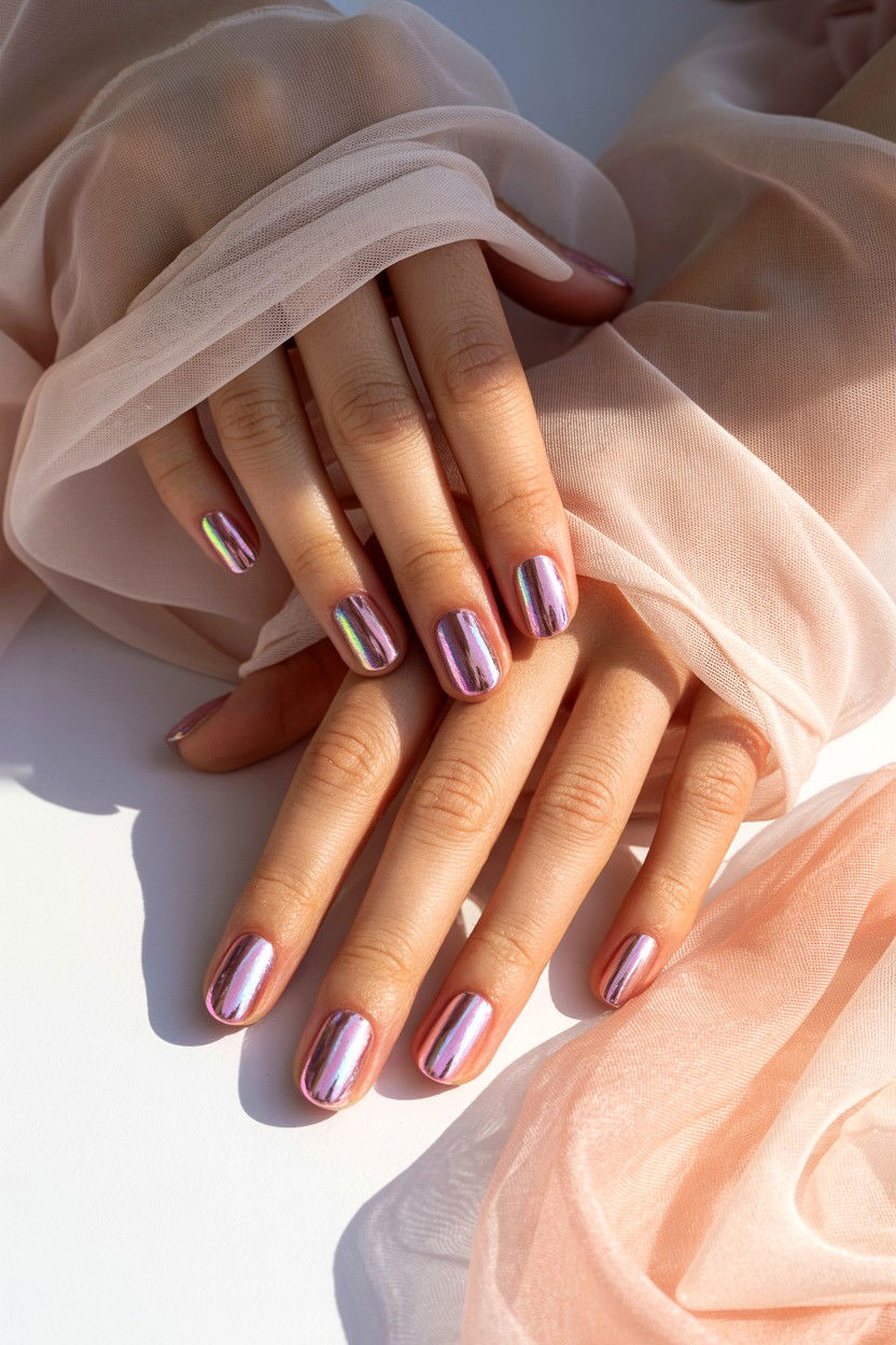 Chrome Aura - 25 Chrome Valentine's Day Nail Ideas