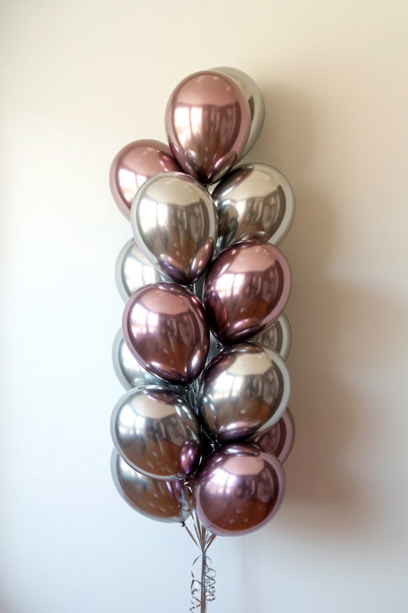 Chrome Balloon Arrangement - 25 Valentine's Day Balloon Ideas