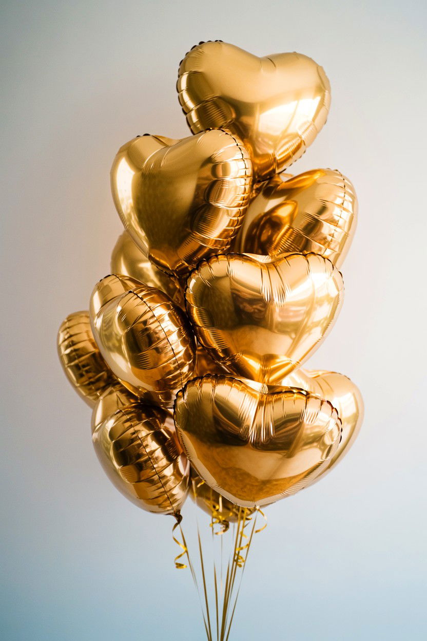 Chrome Gold Heart Balloon - 25 Valentine's Day Party Balloon Ideas