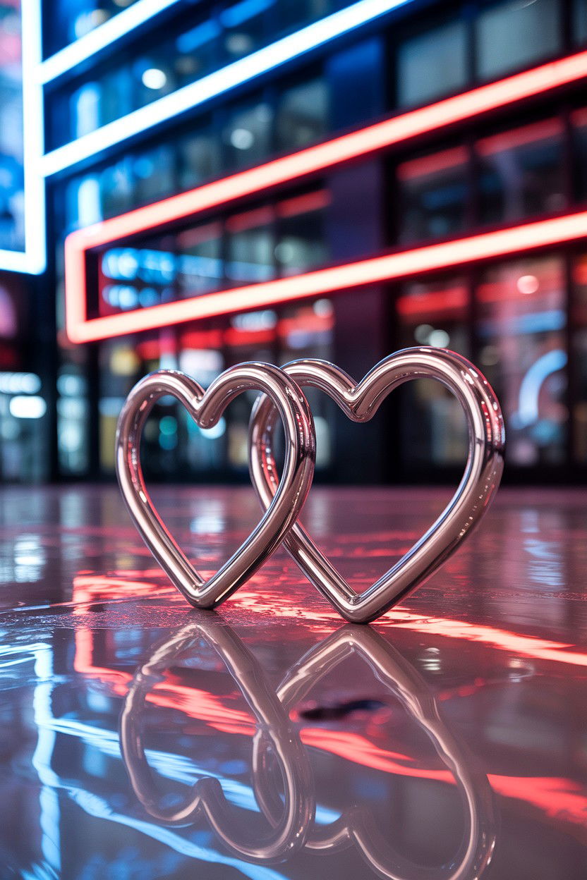 Chrome Heart Accents - 25 Abstract Valentine's Day Nail Ideas