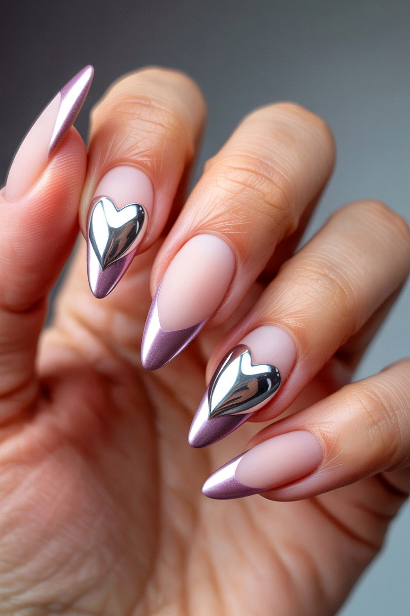 Chrome Heart Nails - 25 Minimalist Valentine's Day Nails