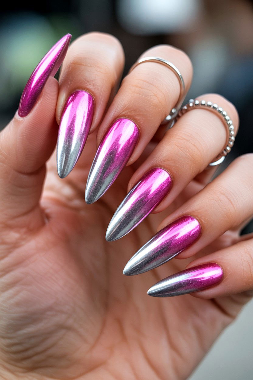 Chrome Ombre Nails - 25 Ombre Valentine's Day Nail Ideas