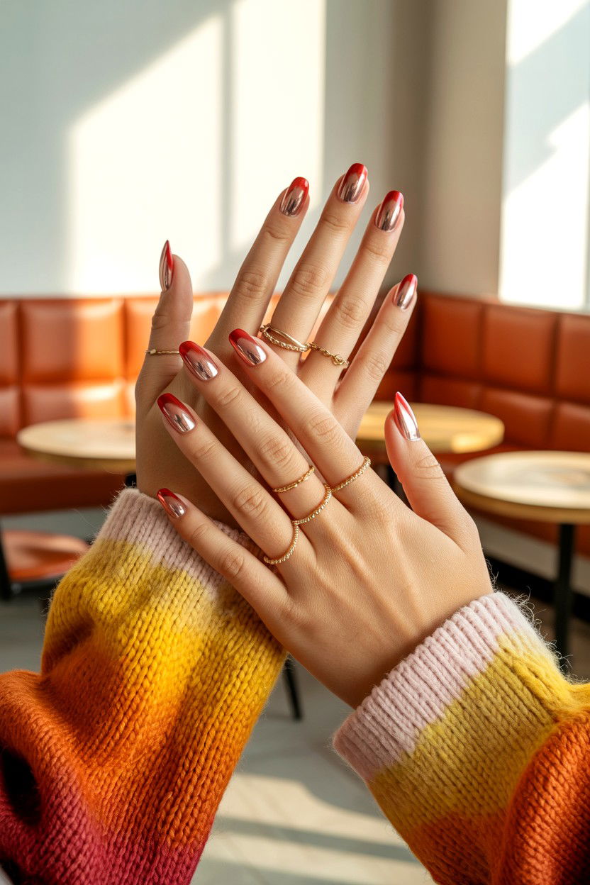 Chrome Ombre - 25 Chrome Valentine's Day Nail Ideas