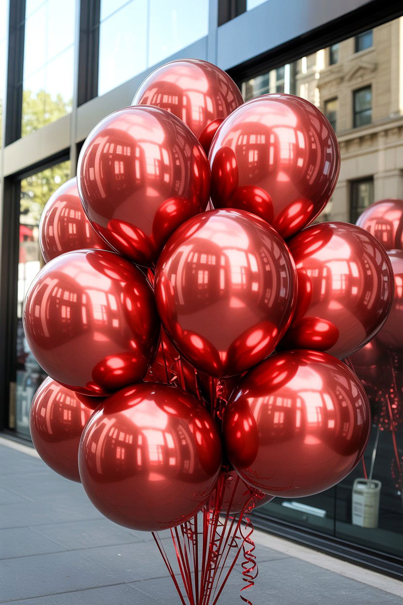 Chrome Red Balloon Display - 25 Valentine's Day Balloon Surprise Ideas