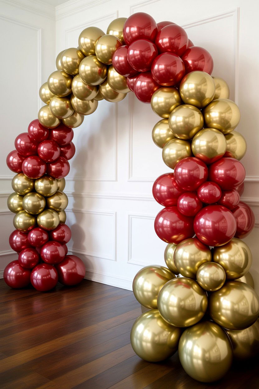 Chrome gold balloon arch - 25 Valentine's Day Balloon Arch Ideas