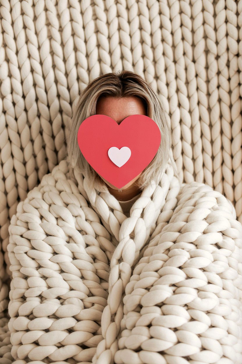 Chunky Knit Blanket - 25 Valentine's Day Selfie Ideas