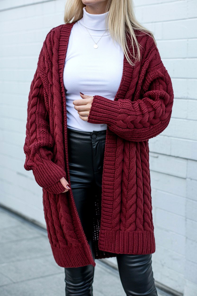 Chunky Knit Cardigan Outfit - 25 Valentine's Day Cardigan Outfits