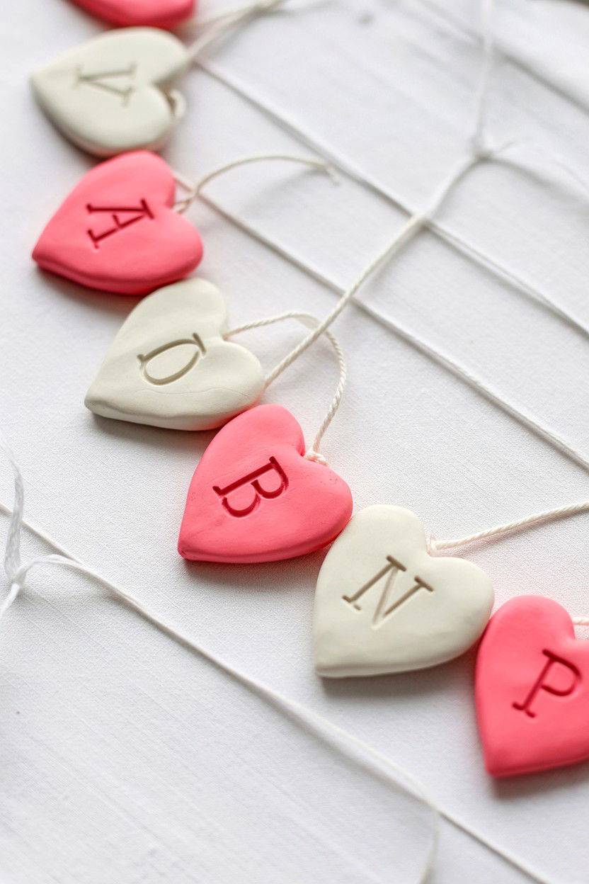 Clay Heart Garland - 25 Valentine's Day Garland Ideas