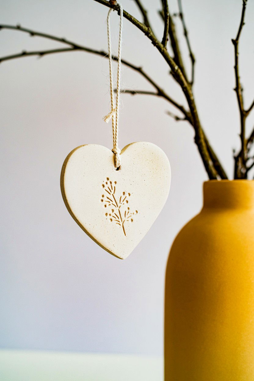 Clay Heart Ornament - 25 Boho Valentine's Day Decor Ideas