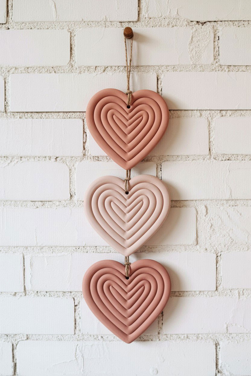 Clay heart wall hanging - 25 Valentine's Day Pottery Class Ideas