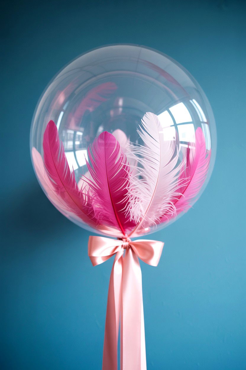 Clear Balloon With Feathers - 25 Valentine's Day Balloon Ideas