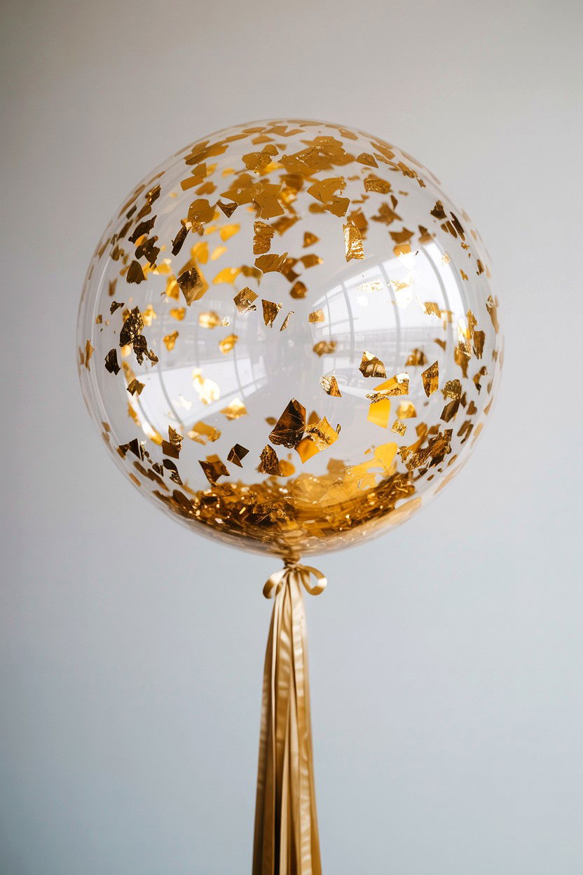 Clear Balloon With Gold Flakes - 25 Valentine's Day Gold Balloon Ideas