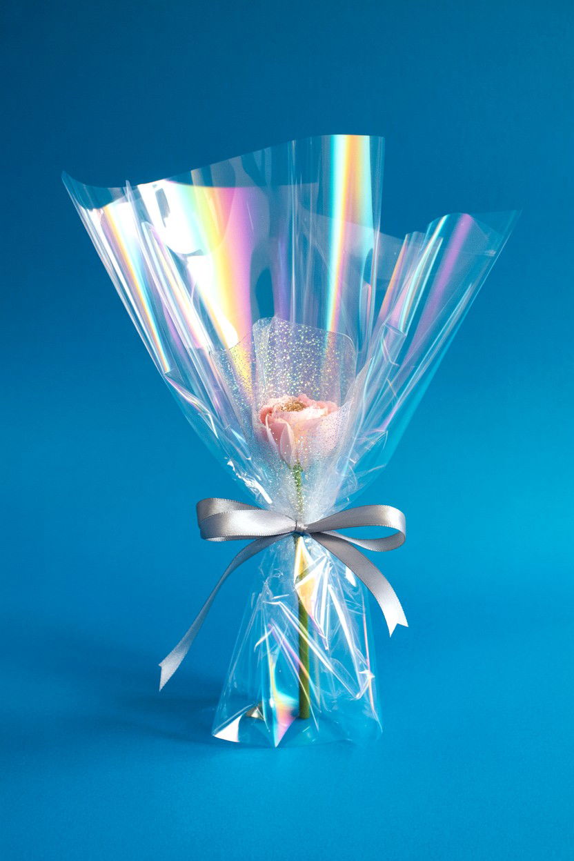 Clear Cellophane Flower Wrap - 25 Valentine's Day Flower Wrapping Ideas