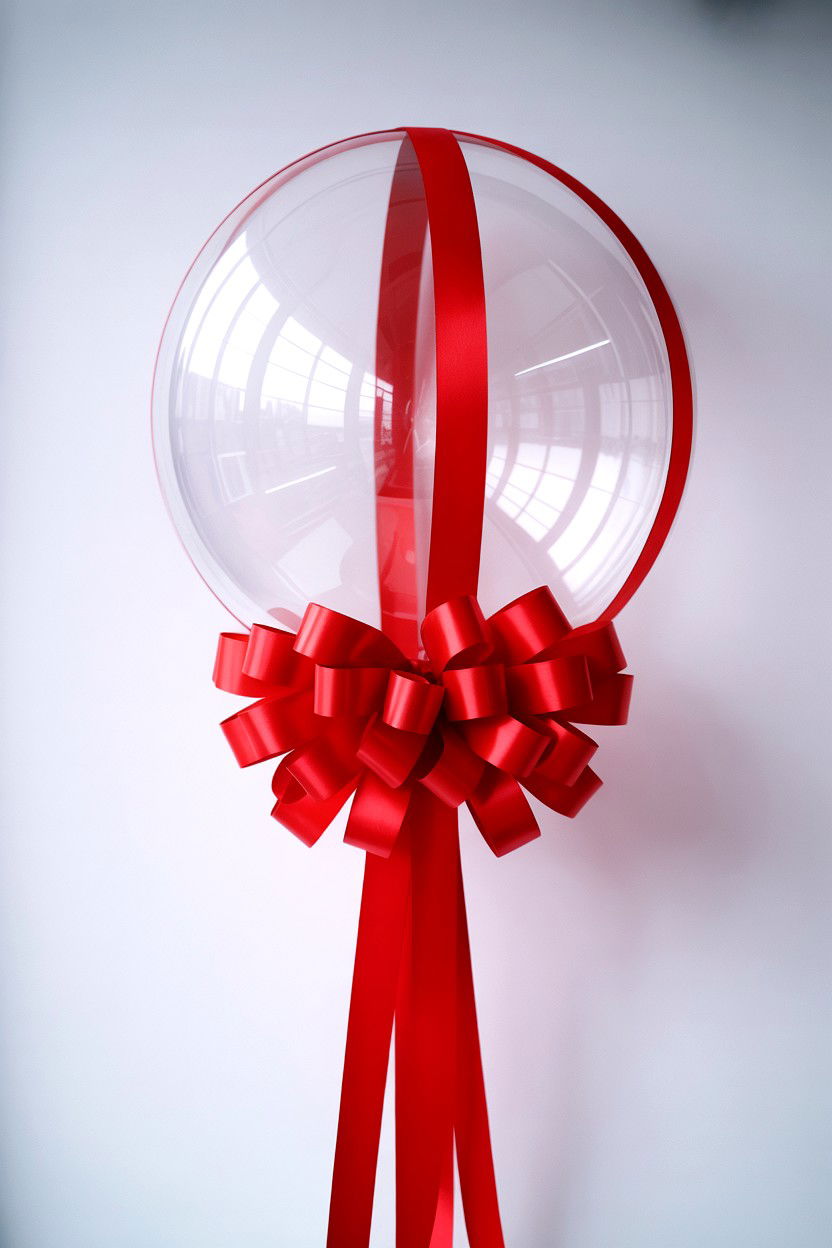 Clear balloon with red ribbon bow - 25 Valentine's Day Clear Balloon Ideas