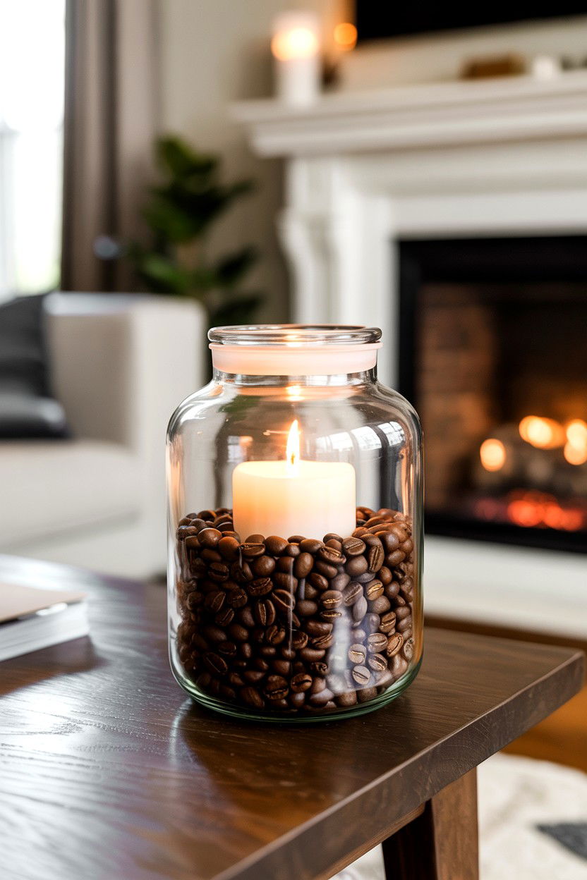 Coffee Bean Jar - 25 Valentine's Day Jar Candle Ideas