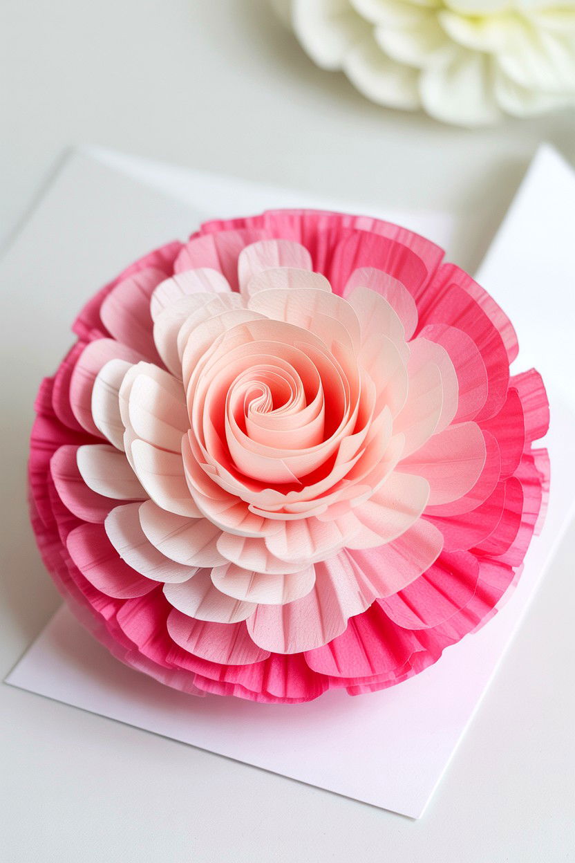 Coffee Filter Flower Card - 25 Handmade Valentine's Day Cards
