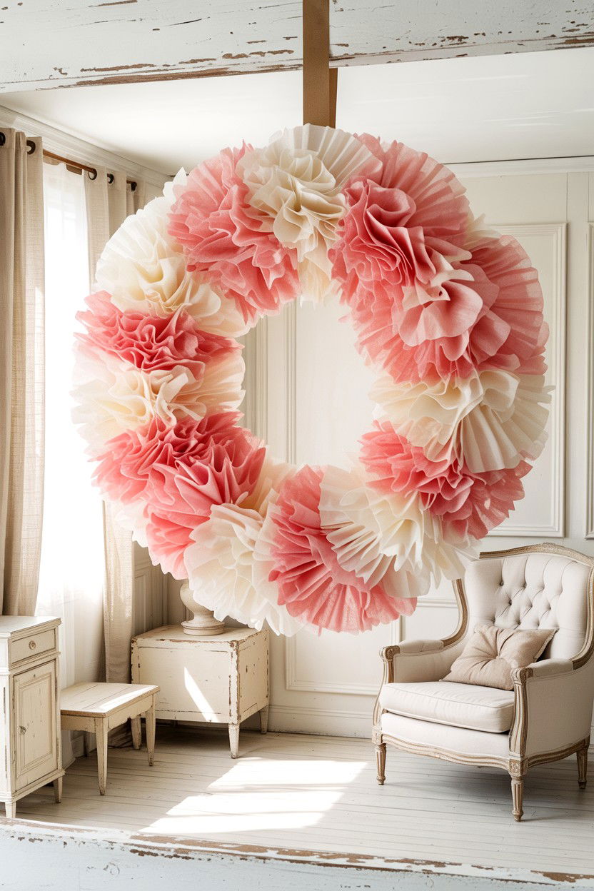 Coffee Filter Wreath - 25 Dollar Store Valentine's Day Wreath Ideas